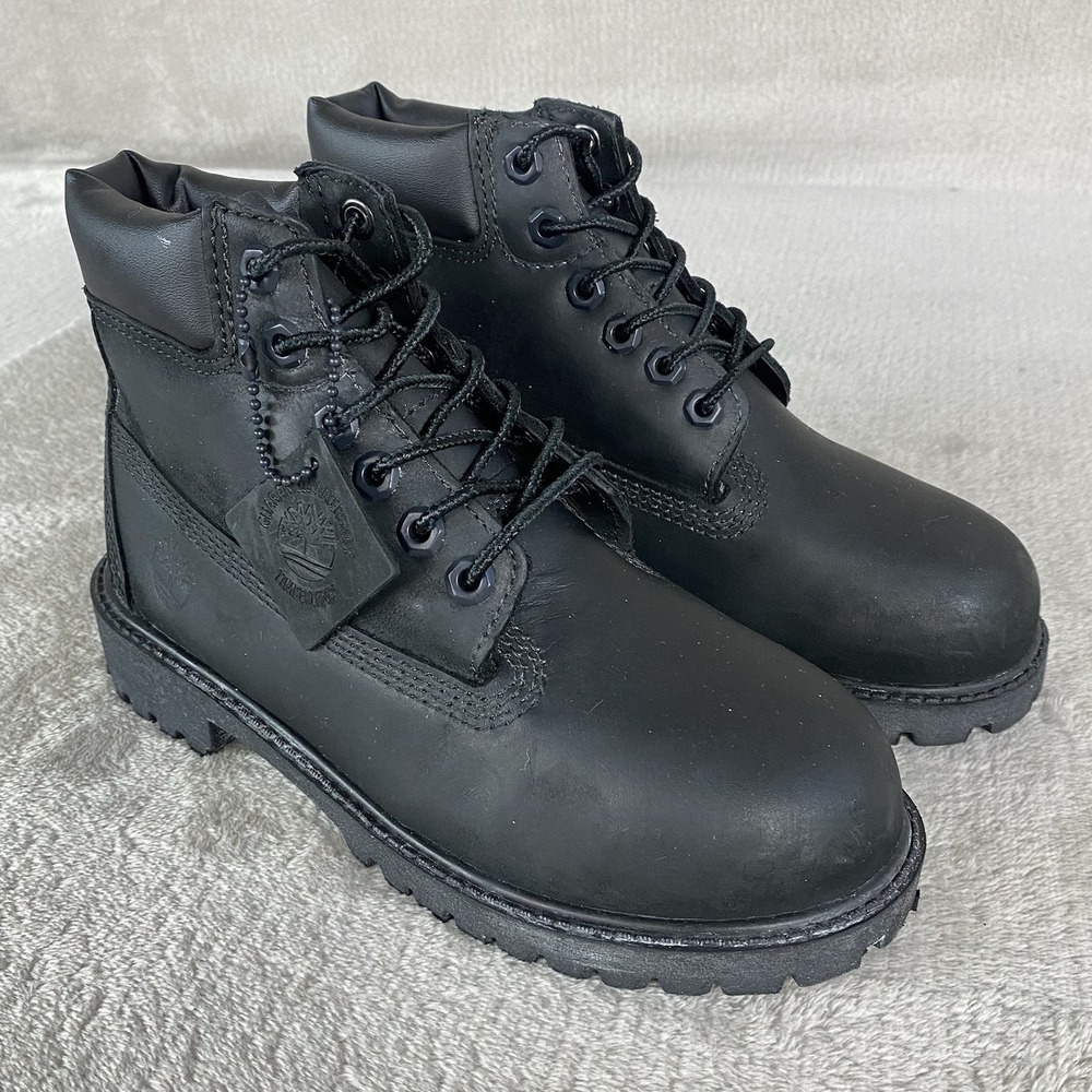 Timberland Premium 6 inch Kids Boys Boots Size 1 Black Nubuck Waterproof NEW